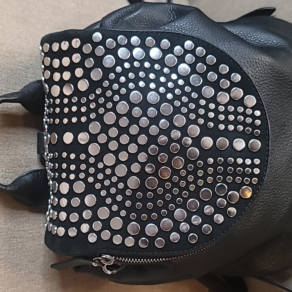 Studded Pebbled Leather Backpack - image 3